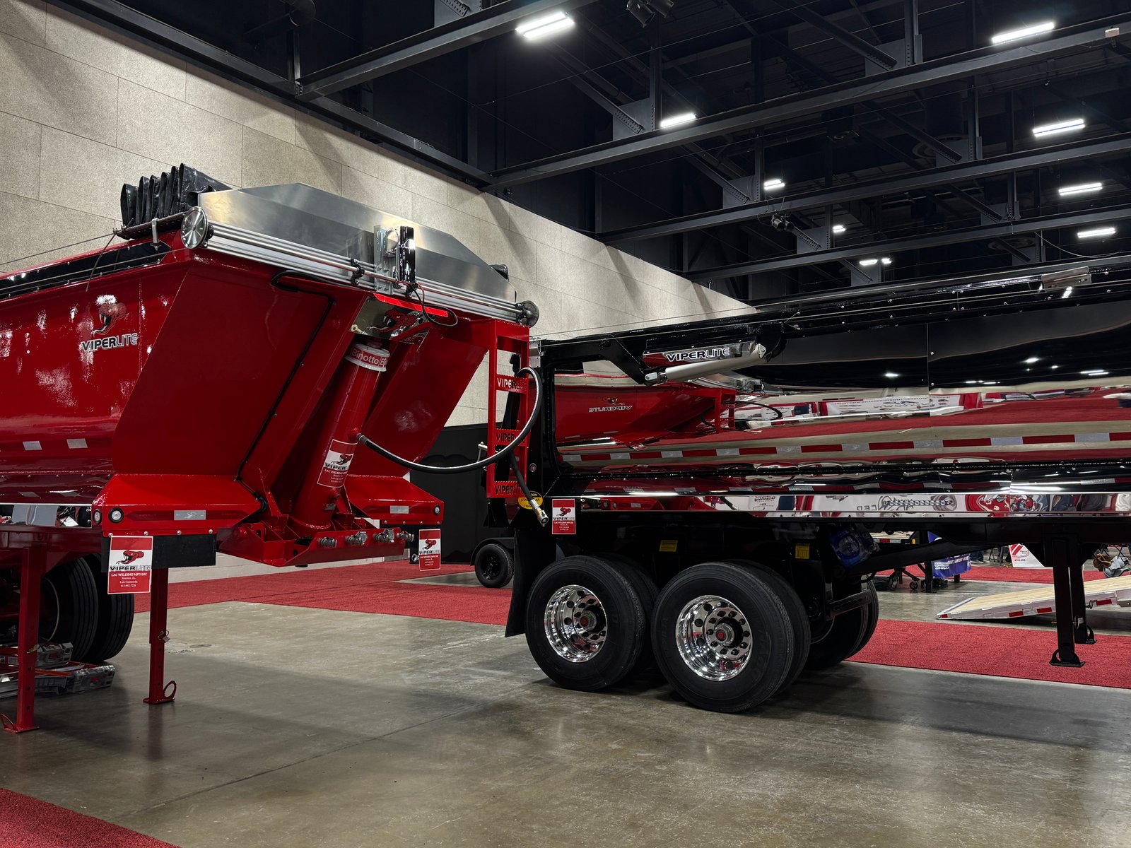 ViperLite custom dump trailer at trade show